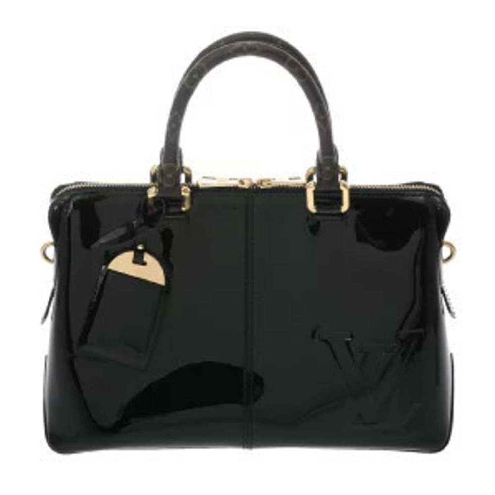 Louis Vuitton Tote Miroir Brown Black Patent Vernis Leather Monogram Canvas Bag
